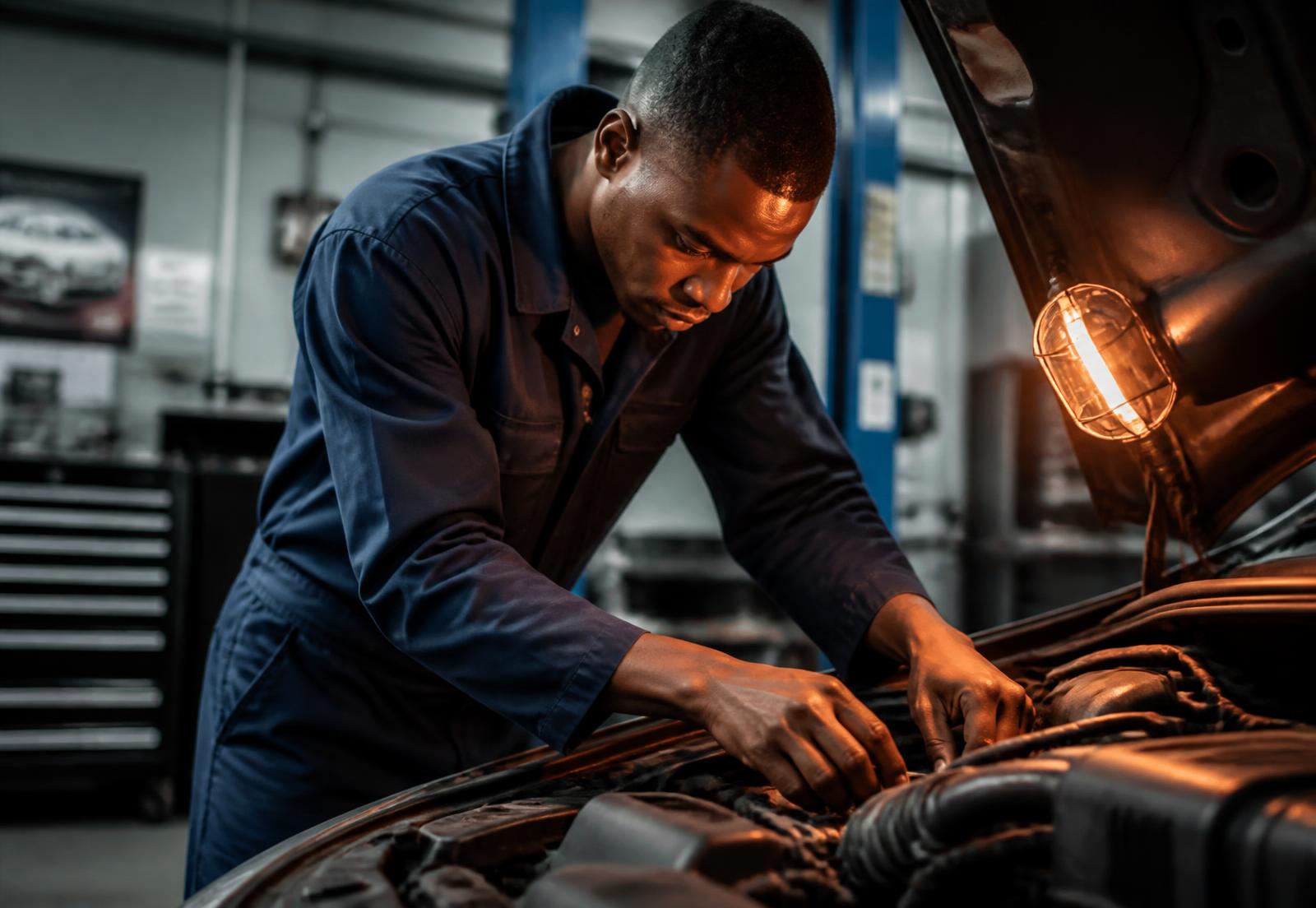 Technician working in the Mechanic On Wheels workshop